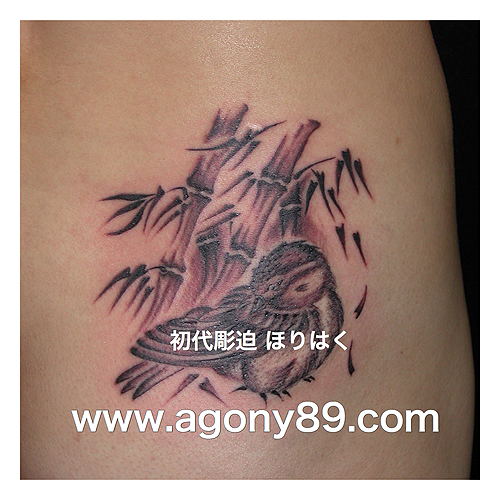 竹に雀 タケにスズメ 和彫り 刺青 タトゥーデザイン